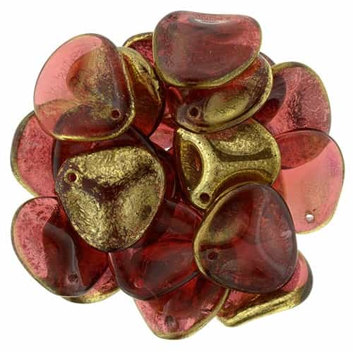 12993 10 pcs Chalk Matted Red Teracota Czech Rose Petal Beads 14x13 mm