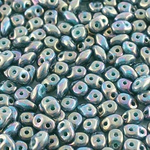 Turquoise Nebula Tile Mini 2 Hole Bead 5mm 30 count, tile-63130-15001